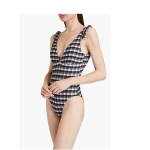 NWOT SEAFOLLY Portofino Gingham Stretch-seersucker Swimsuit Black Plaid